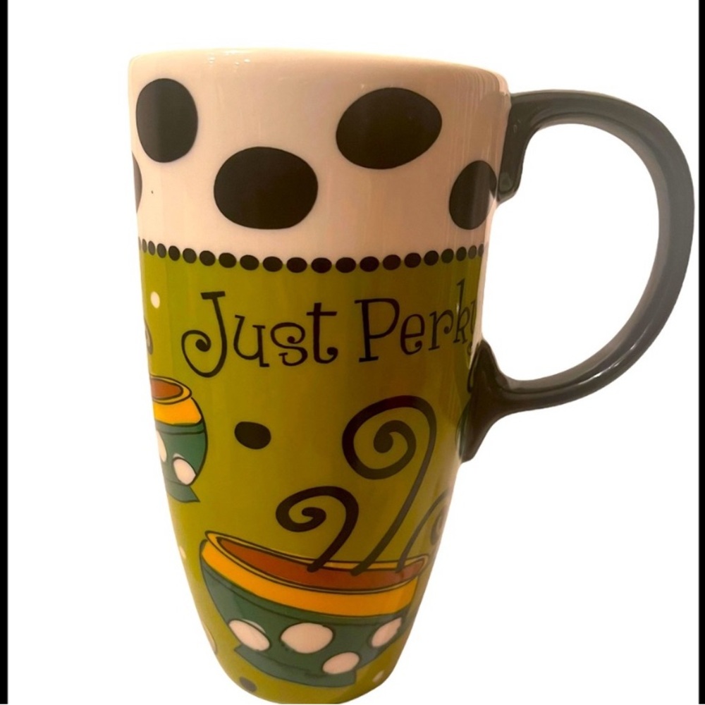 Green Just Perky  Polka Dot Coffee Mug
